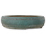 Ronde turkooiskleurige bonsaipot van Seizan (Reihou, Kataoka Katsushi, meester Seizan oven) - 350 x 350 x 95 mm