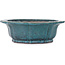 Pot à bonsaï turquoise en forme de lotus par Seizan (Reihou, Kataoka Katsushi, maître four Seizan) - 370 x 370 x 125 mm