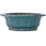 Lotusvormige turquoise bonsaipot van Seizan (Reihou, Kataoka Katsushi, meester Seizan oven) - 370 x 370 x 125 mm