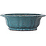 Lotus-shape turquoise bonsai pot by Seizan (Reihou, Kataoka Katsushi, master Seizan kiln) - 370 x 370 x 125 mm