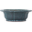 Lotus-shape turquoise bonsai pot by Seizan (Reihou, Kataoka Katsushi, master Seizan kiln) - 370 x 370 x 125 mm