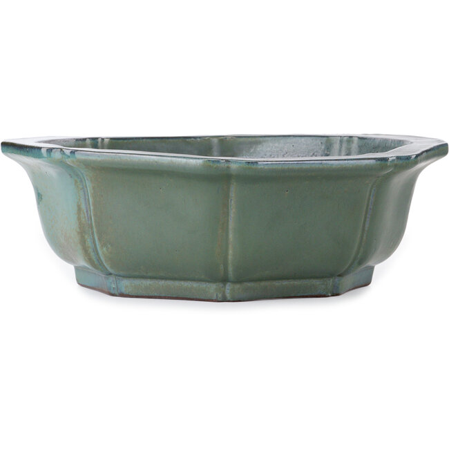 Pot à bonsaï en forme de lotus, vert turquoise, par Kakuzan - 445 x 445 x 135 mm