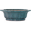 Lotus-shape turquoise bonsai pot by Seizan (Reihou, Kataoka Katsushi, master Seizan kiln) - 370 x 370 x 125 mm