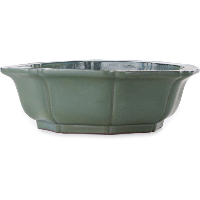 Pot à bonsaï en forme de lotus, vert turquoise, par Kakuzan - 445 x 445 x 135 mm