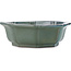 Lotusvormige, groene tot turquoise bonsaipot van Kakuzan - 445 x 445 x 135 mm
