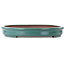 Oval teal bonsai pot by Seizan (Reihou, Kataoka Katsushi, master Seizan kiln) - 650 x 460 x 65 mm
