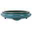 Pot à bonsaï ovale bleu-vert par Seizan (Reihou, Kataoka Katsushi, maître four Seizan) - 540 x 410 x 95 mm