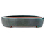 Ovale blauwgroene bonsaipot van Seizan (Reihou, Kataoka Katsushi, meester Seizan oven) - 635 x 460 x 95 mm