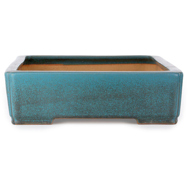 Maceta rectangular para bonsái azul verdoso de Seizan (Reihou, Kataoka Katsushi, maestro del horno Seizan) - 540 x 385 x 115 mm