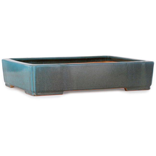 Vaso bonsai rettangolare blu-verde di Seizan (Reihou, Kataoka Katsushi, forno del maestro Seizan) - 540 x 385 x 115 mm
