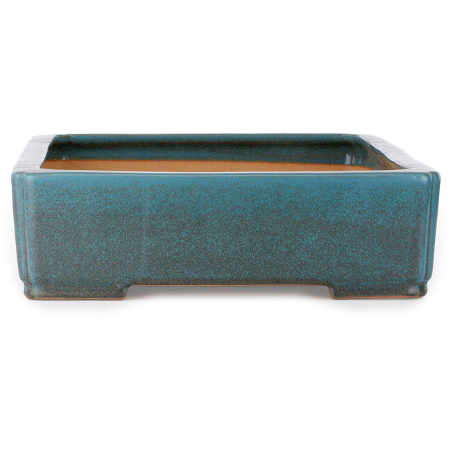 Maceta rectangular para bonsái azul verdoso de Seizan (Reihou, Kataoka Katsushi, maestro del horno Seizan) - 540 x 385 x 115 mm