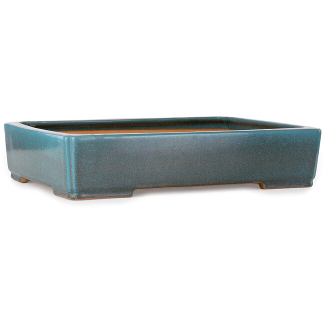 Maceta rectangular para bonsái azul verdoso de Seizan (Reihou, Kataoka Katsushi, maestro del horno Seizan) - 540 x 385 x 115 mm