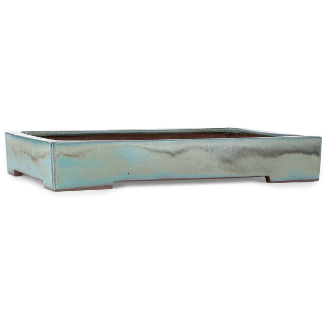 Pot à bonsaï rectangulaire turquoise clair de Kakuzan - 605 x 410 x 100 mm