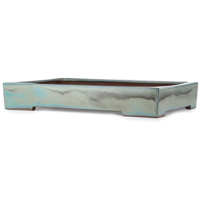 Pot à bonsaï rectangulaire turquoise clair de Kakuzan - 605 x 410 x 100 mm