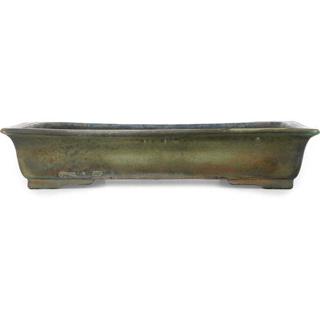 Rectangular green bonsai pot by Koyou - 525 x 435 x 105 mm
