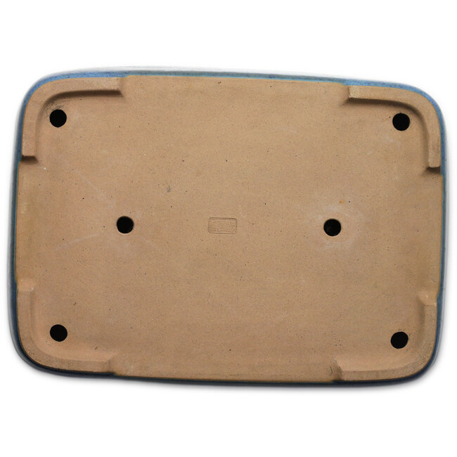 Rechteckiger blauer Bonsaitopf von Seizan (Reihou, Kataoka Katsushi, Meister Seizan-Ofen) – 493 x 354 x 110 mm