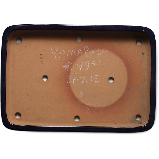 Rectangular blue bonsai pot by Yamafusa - 470 x 325 x 74 mm