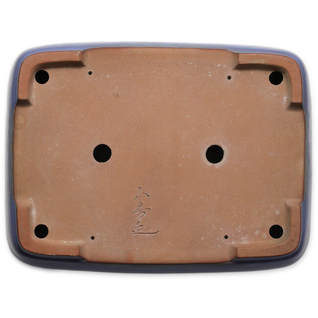 Pot à bonsaï rectangulaire bleu de Yamafusa - 405 x 305 x 90 mm