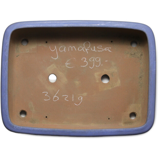 Rectangular blue bonsai pot by Yamafusa - 405 x 305 x 90 mm