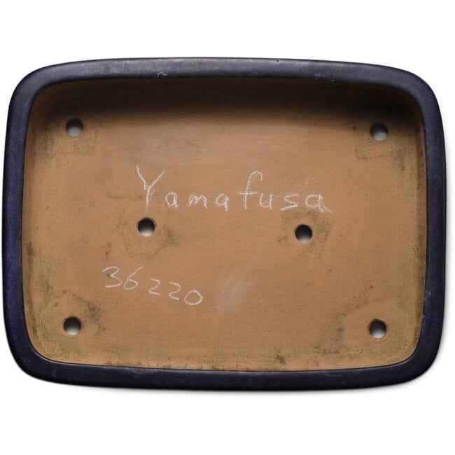 Rectangular blue bonsai pot by Yamafusa - 418 x 315 x 95 mm