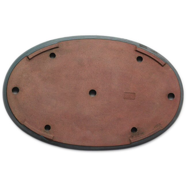 Ovale blaugrüne Bonsaischale von Seizan (Reihou, Kataoka Katsushi, Meister Seizan-Ofen) – 475 x 310 x 36 mm