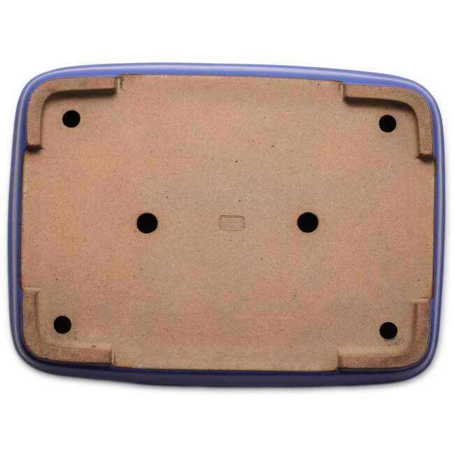 Rectangular blue bonsai pot by Seizan (Reihou, Kataoka Katsushi, master Seizan kiln) - 415 x 302 x 108 mm