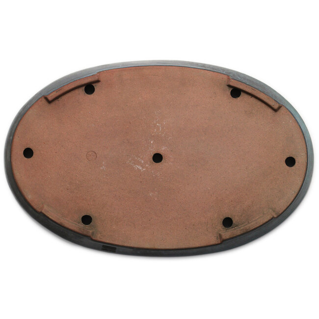 Oval teal to turquoise bonsai pot by Seizan (Reihou, Kataoka Katsushi, master Seizan kiln) - 490 x 312 x 45 mm