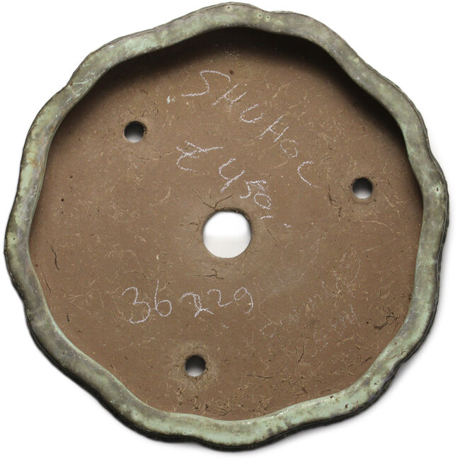 Maceta de bonsái verde con forma de loto de Shuhou - 400 x 400 x 74 mm