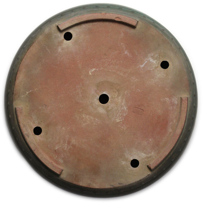 Pot à bonsaï rond couleur turquoise par Seizan (Reihou, Kataoka Katsushi, maître four Seizan) - 350 x 350 x 95 mm