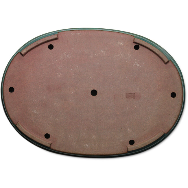 Oval teal bonsai pot by Seizan (Reihou, Kataoka Katsushi, master Seizan kiln) - 650 x 460 x 65 mm