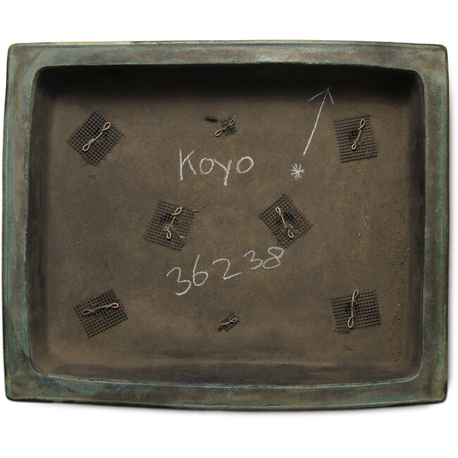 Pot à bonsaï rectangulaire vert de Koyou - 525 x 435 x 105 mm