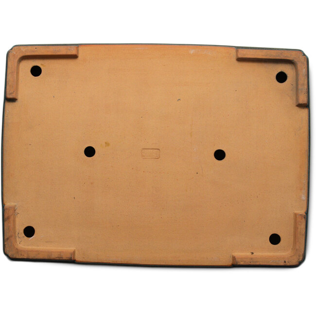 Rectangular blue-green bonsai pot by Seizan (Reihou, Kataoka Katsushi, master Seizan kiln) - 540 x 385 x 115 mm