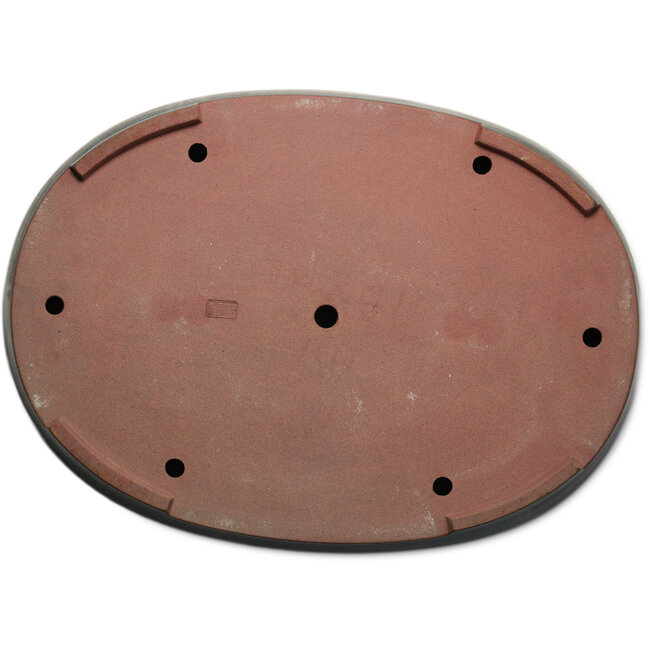 Oval blue-green bonsai pot by Seizan (Reihou, Kataoka Katsushi, master Seizan kiln) - 635 x 460 x 95 mm