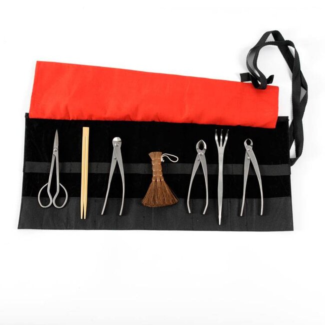 Set di 8 utensili per bonsai in acciaio inossidabile, S / M (~ 180 mm)