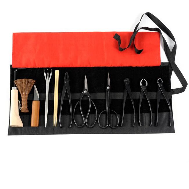 Set di 12 utensili per bonsai in acciaio, S / M (~ 180 mm)