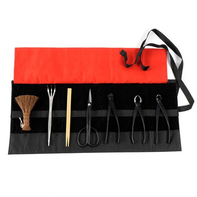 Set di 8 utensili per bonsai in acciaio S / M Set di 8 utensili per bonsai in acciaio rivestito S / M (~ 180 mm)