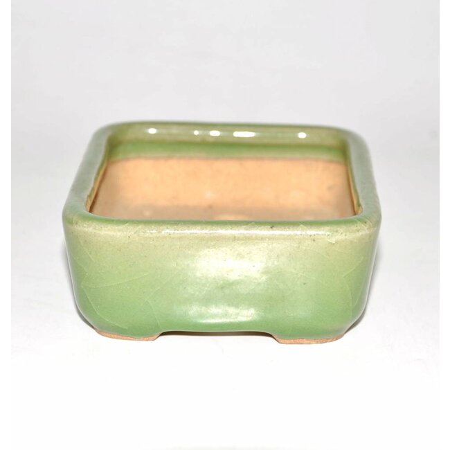 Bonsai pot green 14 cm Hattori Tokoname