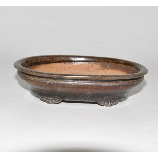 Oval brown bonsai pot 14,7 cm