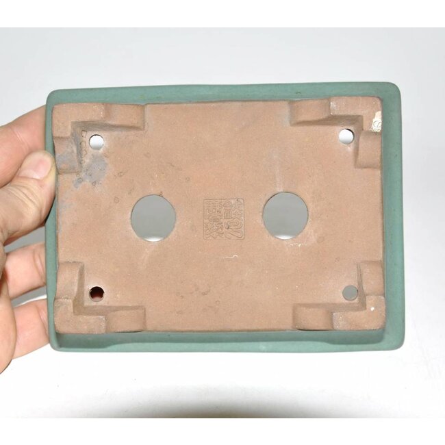 Rectangular green bonsai pot 16 cm