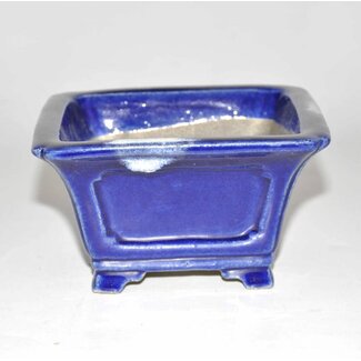 Satomi Mazan, Mazan Terahata Rechthoekige blauwe bonsai pot