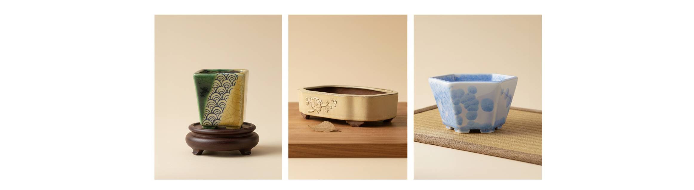 Nuovi vasi bonsai artigianali dei maestri di Tokoname