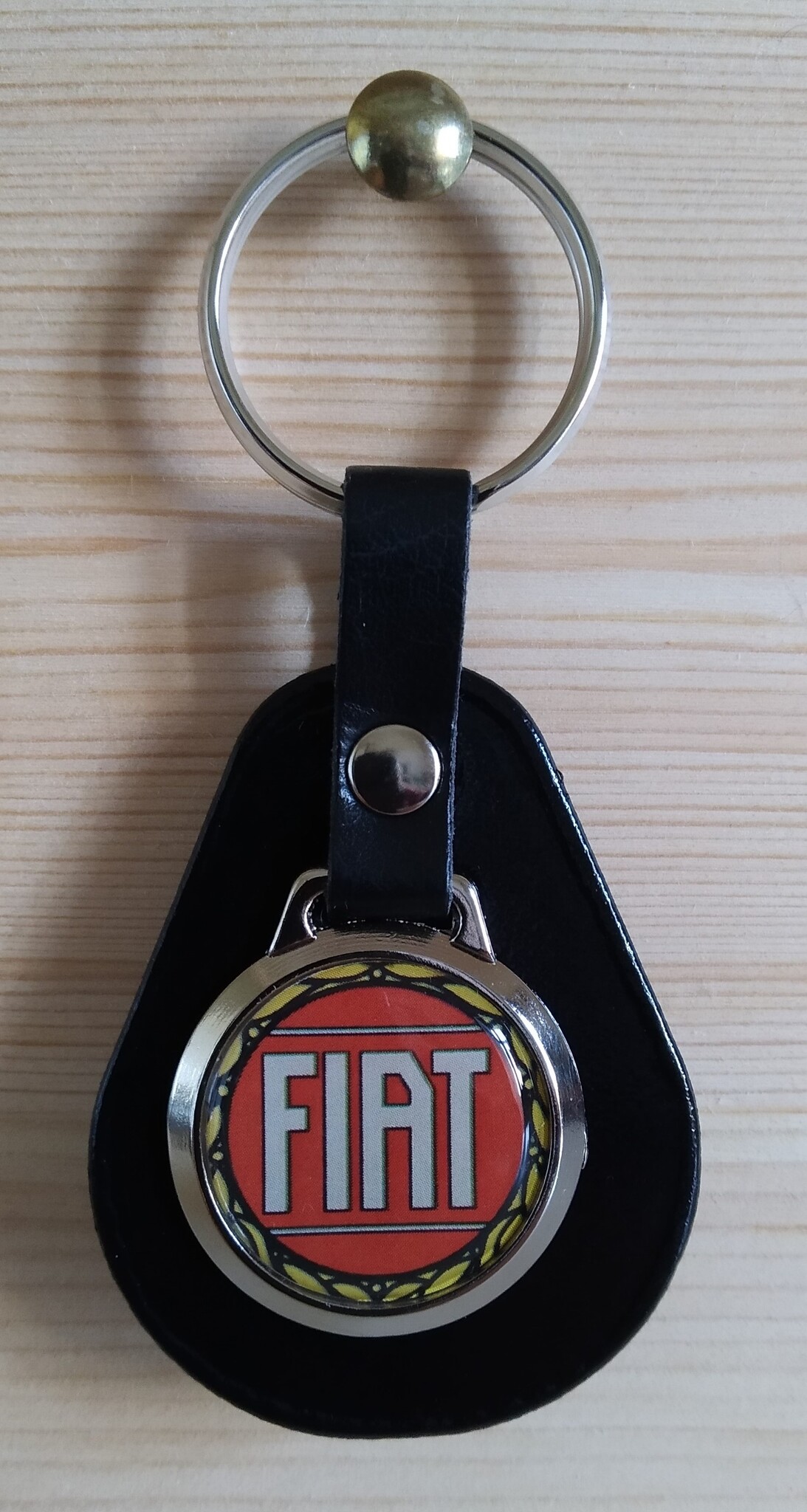 FIAT FIAT Porte-clés avec logo. Cuir noir
