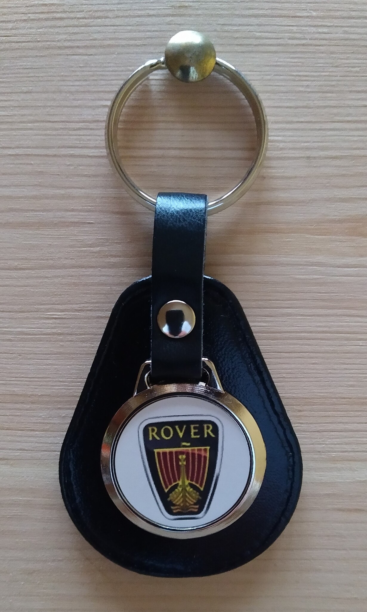 ROVER ROVER Sleutelhanger met logo . Zwart leer