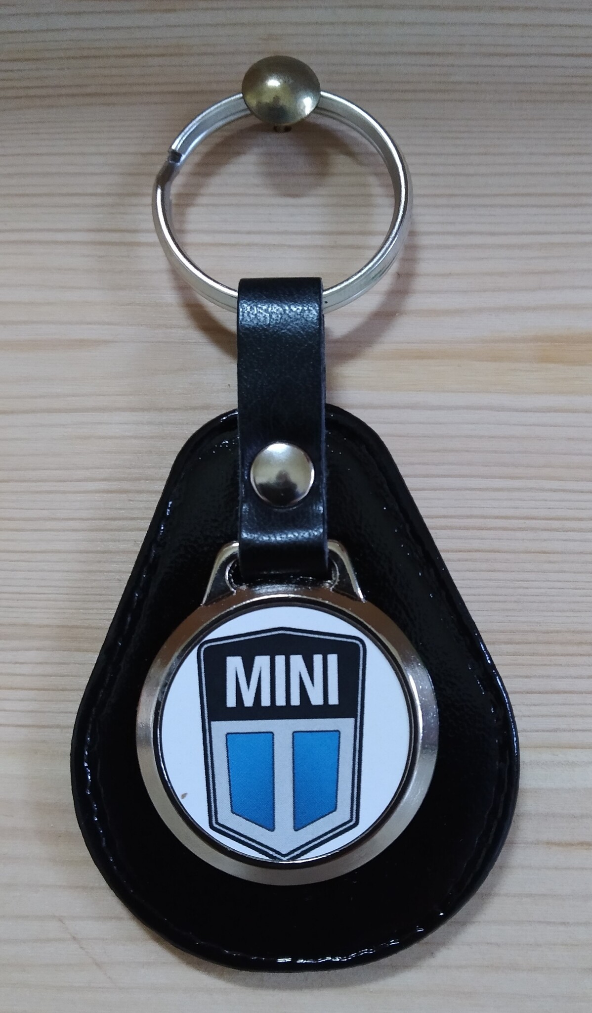 MINI CLASSIC MINI Porte-clés avec logo. Cuir noir