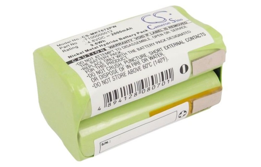 Accu Makita 4.8v 2000mAh 2,0Ah Ni-MH Replacement 192019-4 192321-5 192404-1 192534-8 192534-A 192535-6 192595-8 192596-6 192638-6 192697-A 193058-7 193099-3 193156-7 193977-7 638344-2 638344-4 638344-4-2 9000 9100 9100A 9101 9101A 9102 9102A 9120 9122 912
