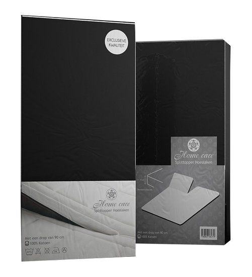 Split Topper hoeslaken katoen zwart
