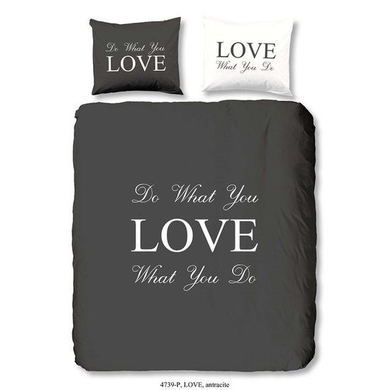 Goodmorning Dekbedovertrek Love Antraciet 200 x 200/220
