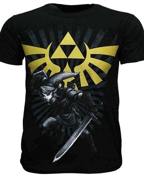 The Legend of Zelda Link with Gold Hyrule Crest Logo T-Shirt The Legend of Zelda Link with Gold Hyrule Crest Logo T-Shirt