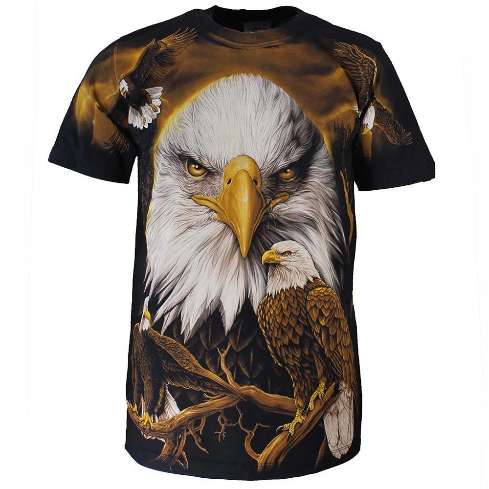 Rock Eagle / Biker T-Shirts Rock Eagle All over Print Eagle T-shirt Zwart/WIt/Geel - Official Merchandise Rock Eagle / Biker T-Shirts Rock Eagle All over Print Eagle T-shirt Zwart/WIt/Geel - Official Merchandise