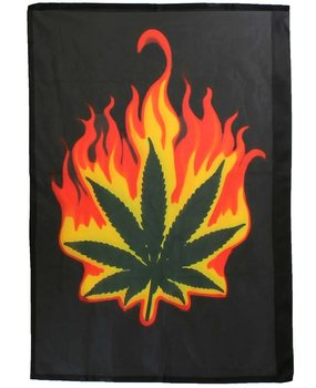Fun & Fashion Burning Leaf Burning Cannabis Leaf Flag Fun & Fashion Burning Leaf Burning Cannabis Leaf Flag